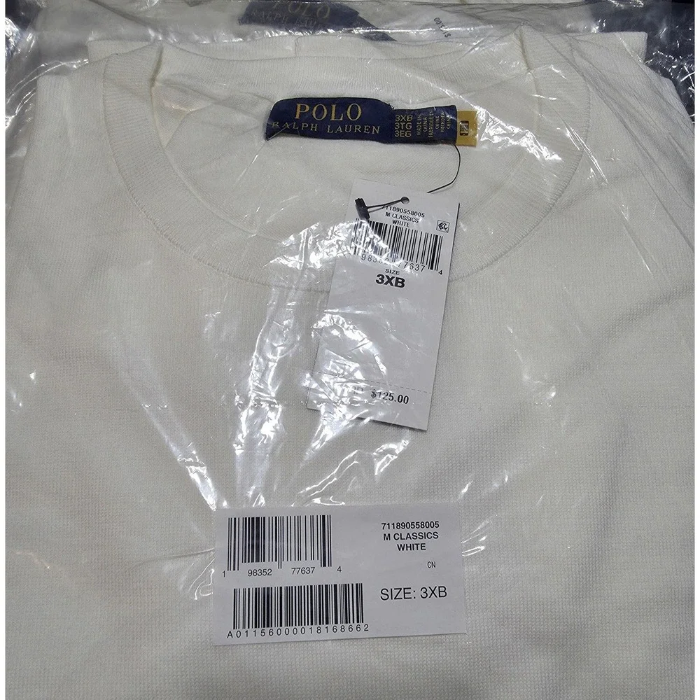 Polo Ralph Lauren White Spa Terry Raglan Pullover Sweatshirt Men's Size 3XB NWT